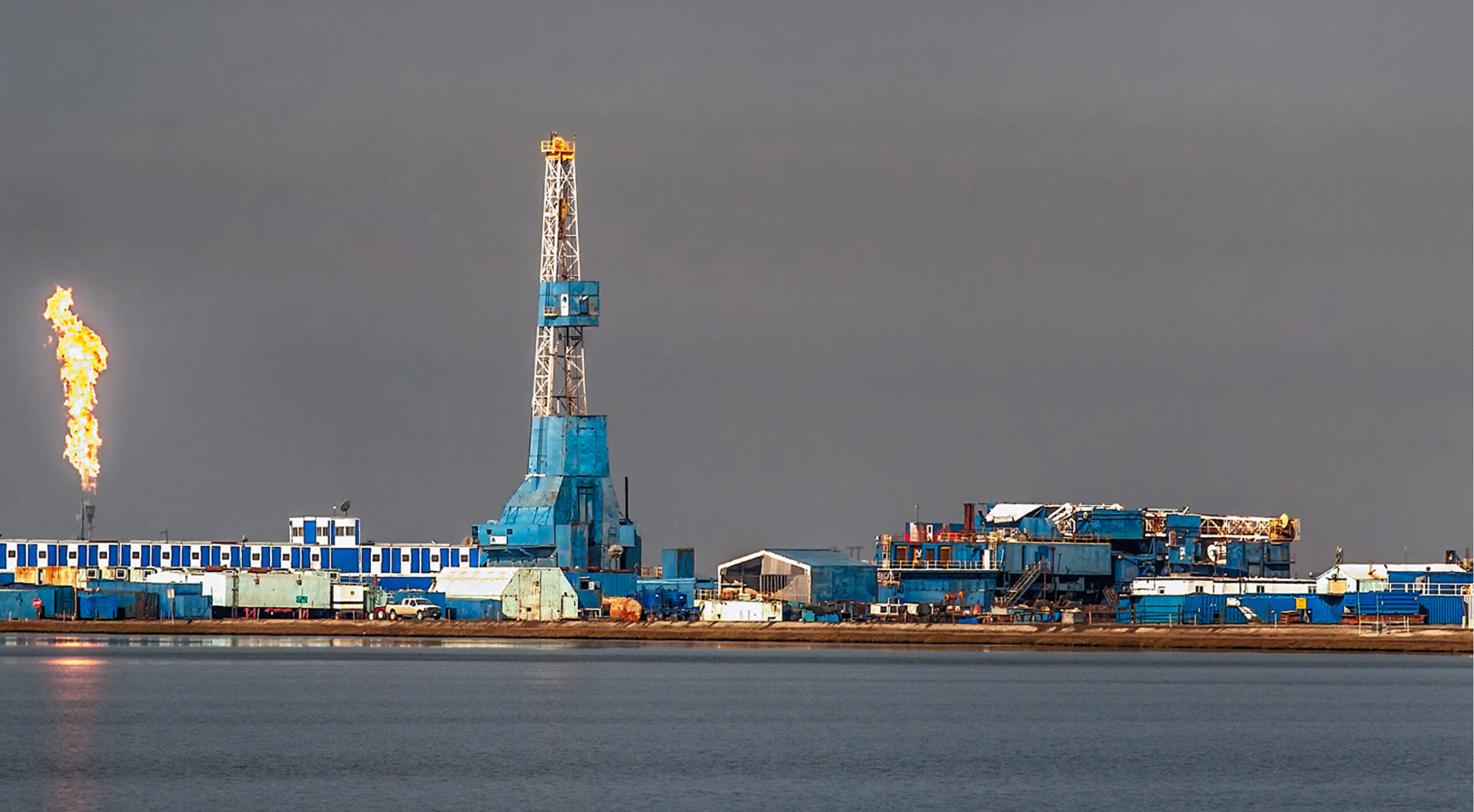 Oil Workers oil plant water area view